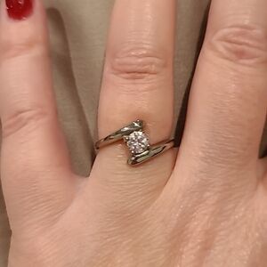 Cubic zirconia stainless steel ring